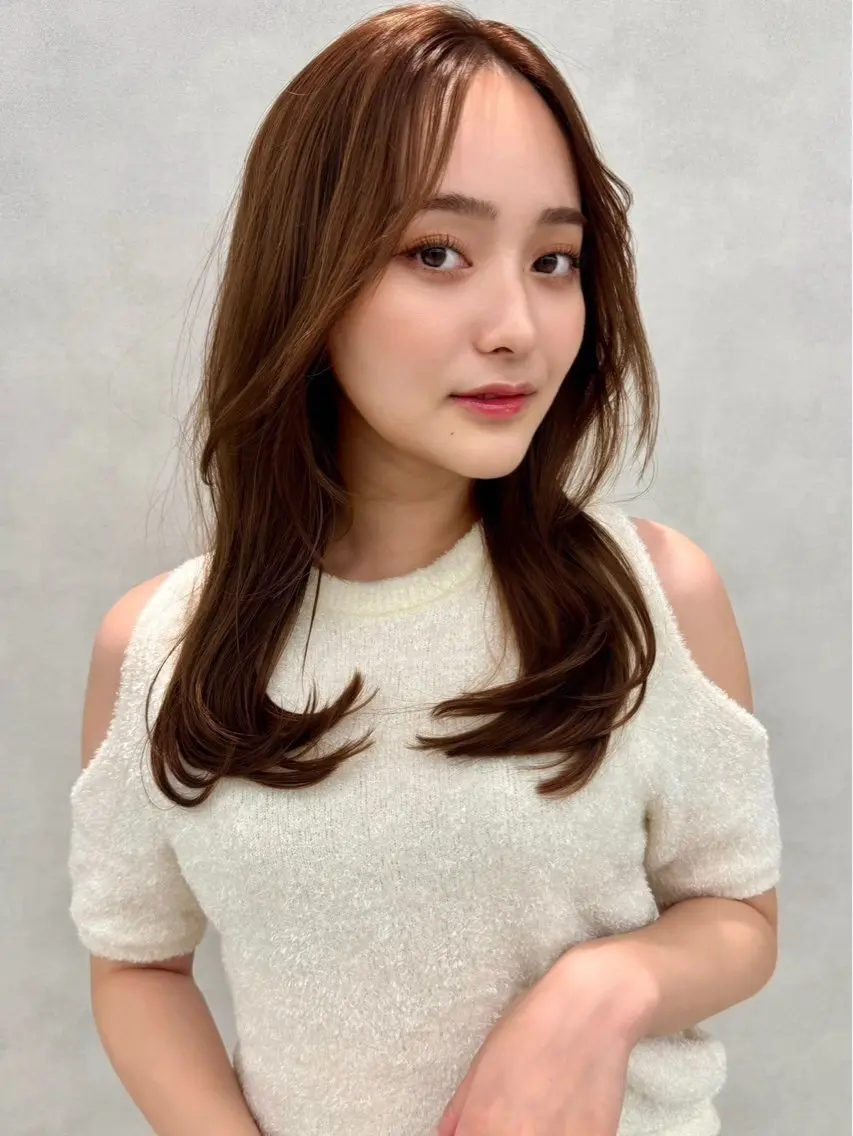 ロング カラー ヘアアレンジ 顔周りカット 韓国風ヘア レイヤーカット 小顔カット カット ヘアカラー ✨レイヤー/ 透明感カラー✨冨永剛のヘアスタイル