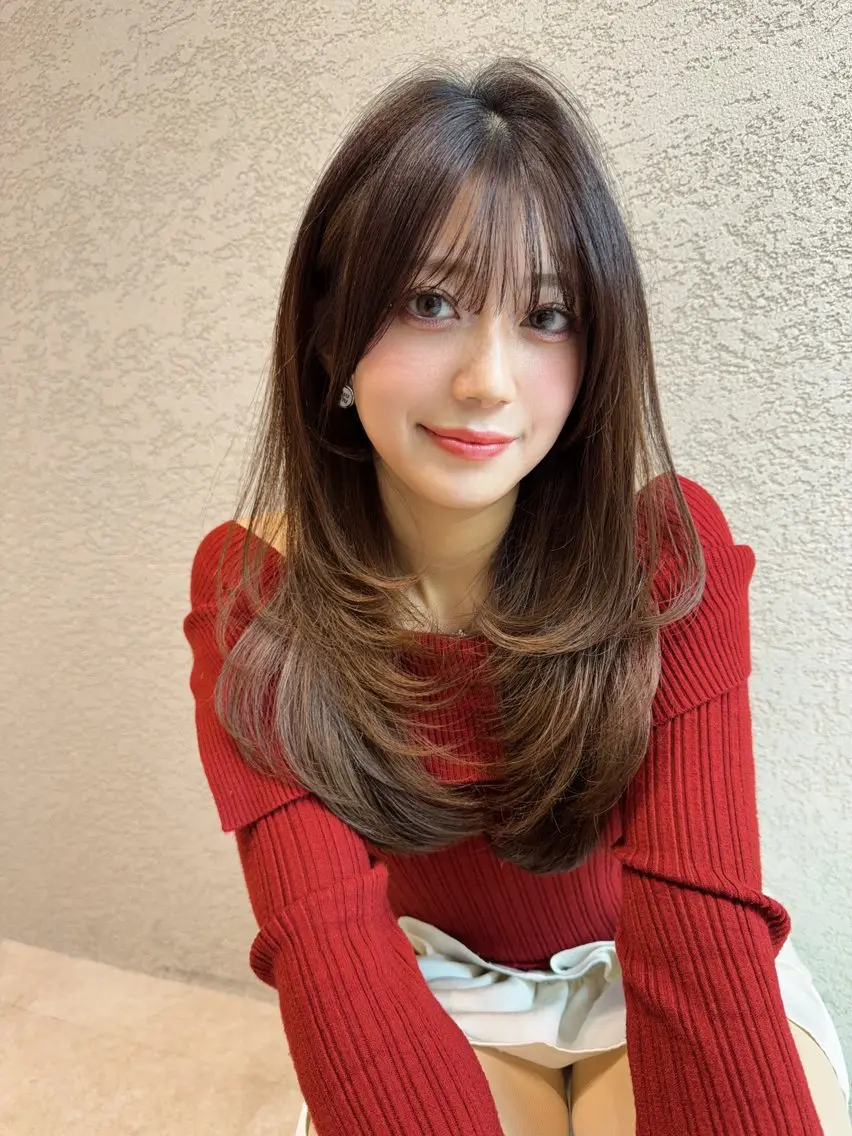 セミロング カラー カット ヘアカラー トリートメント 縮毛矯正✨🫧 レイヤー川村利幸のヘアスタイル