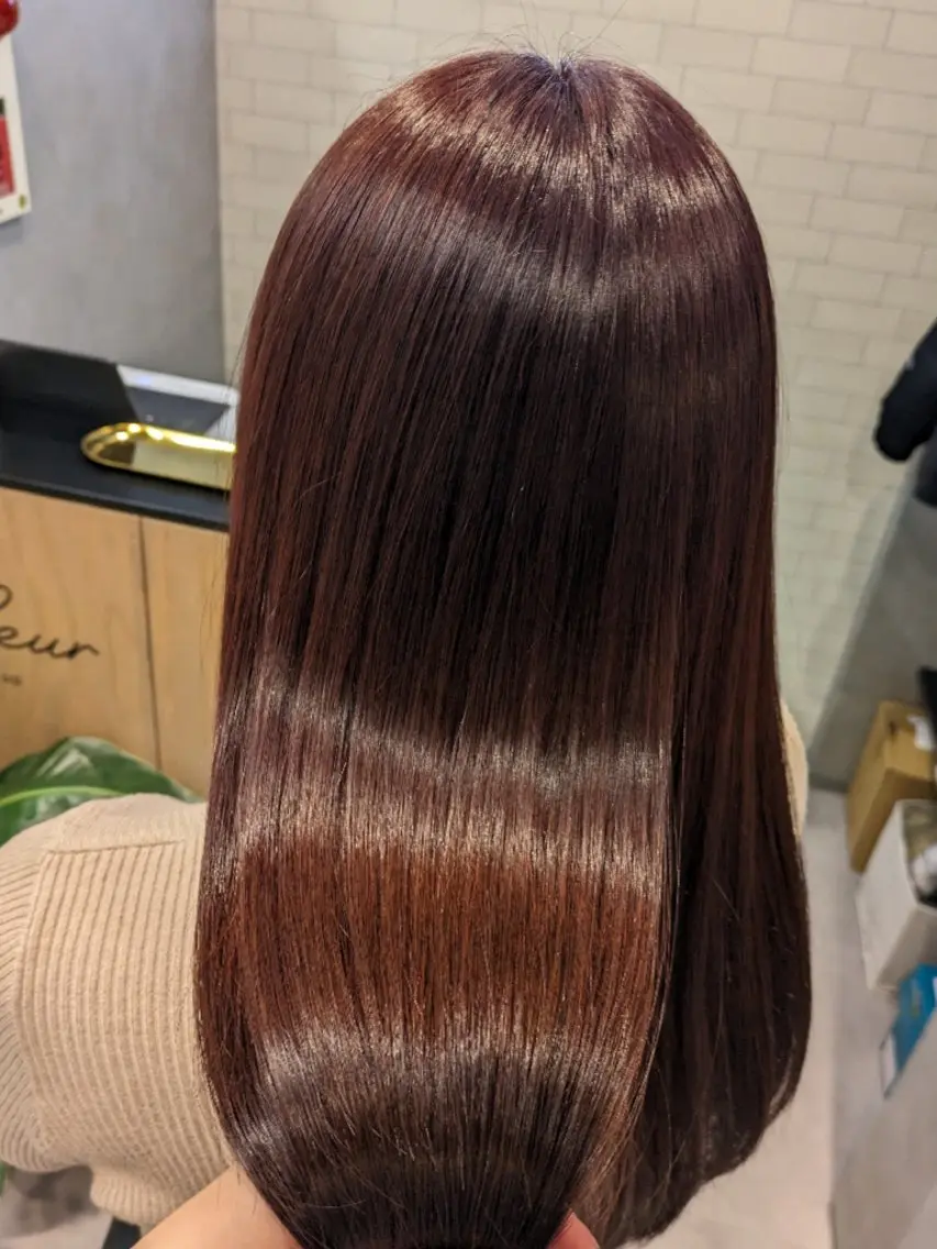 ロング カラー ヘアアレンジ ピンクカラー バイオレットカラー 髪質改善 カット ヘアカラー 小國 綾かのヘアスタイル