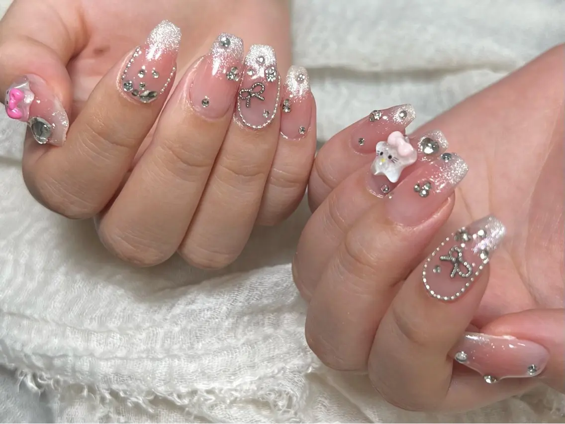 ネイル オーロラネイル 長さ出し ジェルネイル 氷ネイル・うるうるネイル 韓国ネイル ハンドネイル Lumiereva nail salonのネイルデザイン