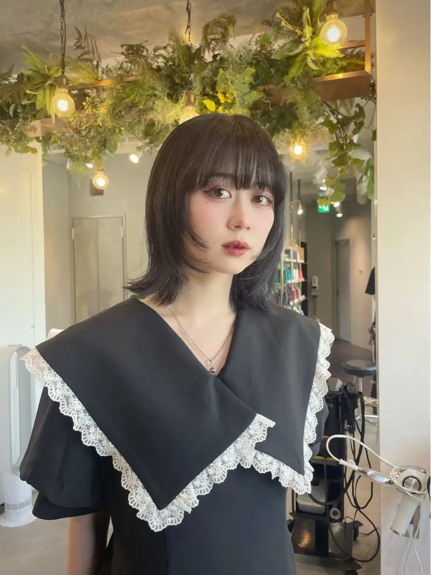 ミディアム ボブレイヤー ミディアムパーマ ボブ レイヤーカット 森口 誠斗のヘアスタイル