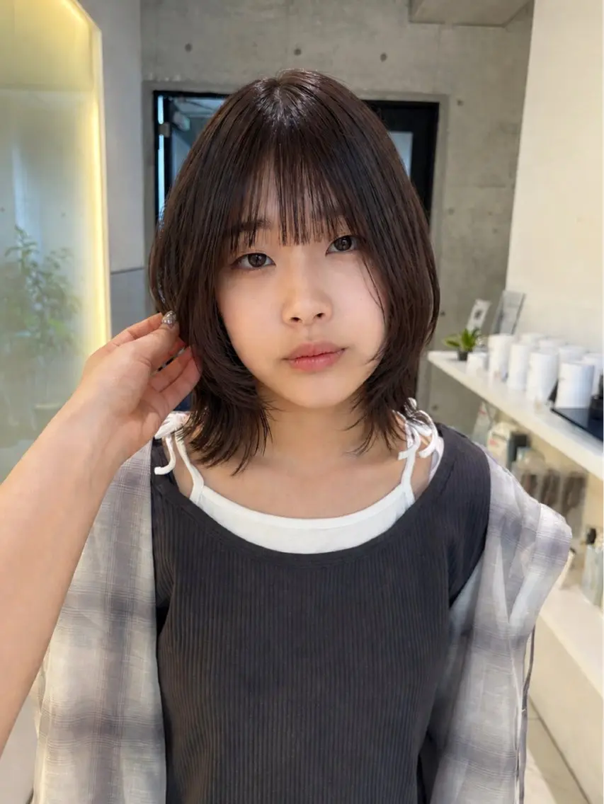 ショート 切りっぱなしボブ ボブレイヤー ボブ 顔周りカット レイヤーカット カット nanami /ボブ/艶カラーのヘアスタイル