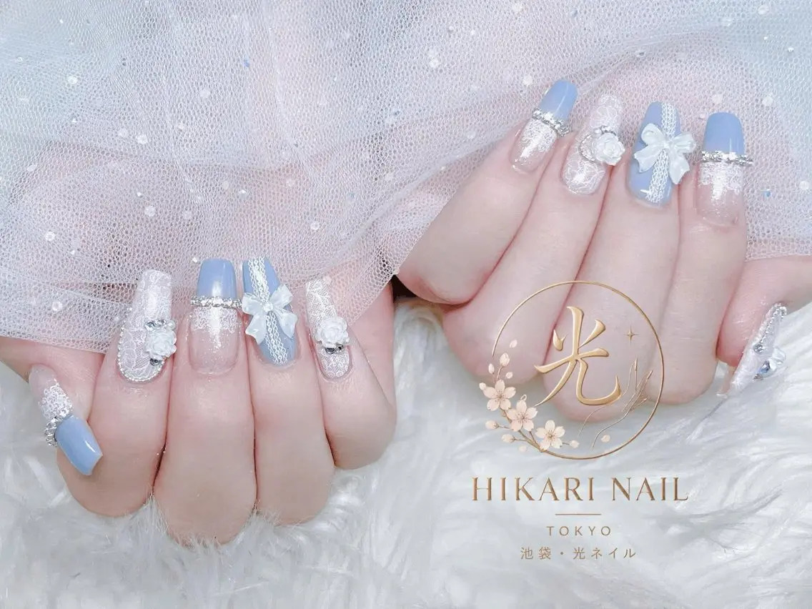 ネイル チークネイル 長さ出し フレンチネイル ガーリー ハロウィン ハンドネイル HikariNail Ikebukuroのネイルデザイン