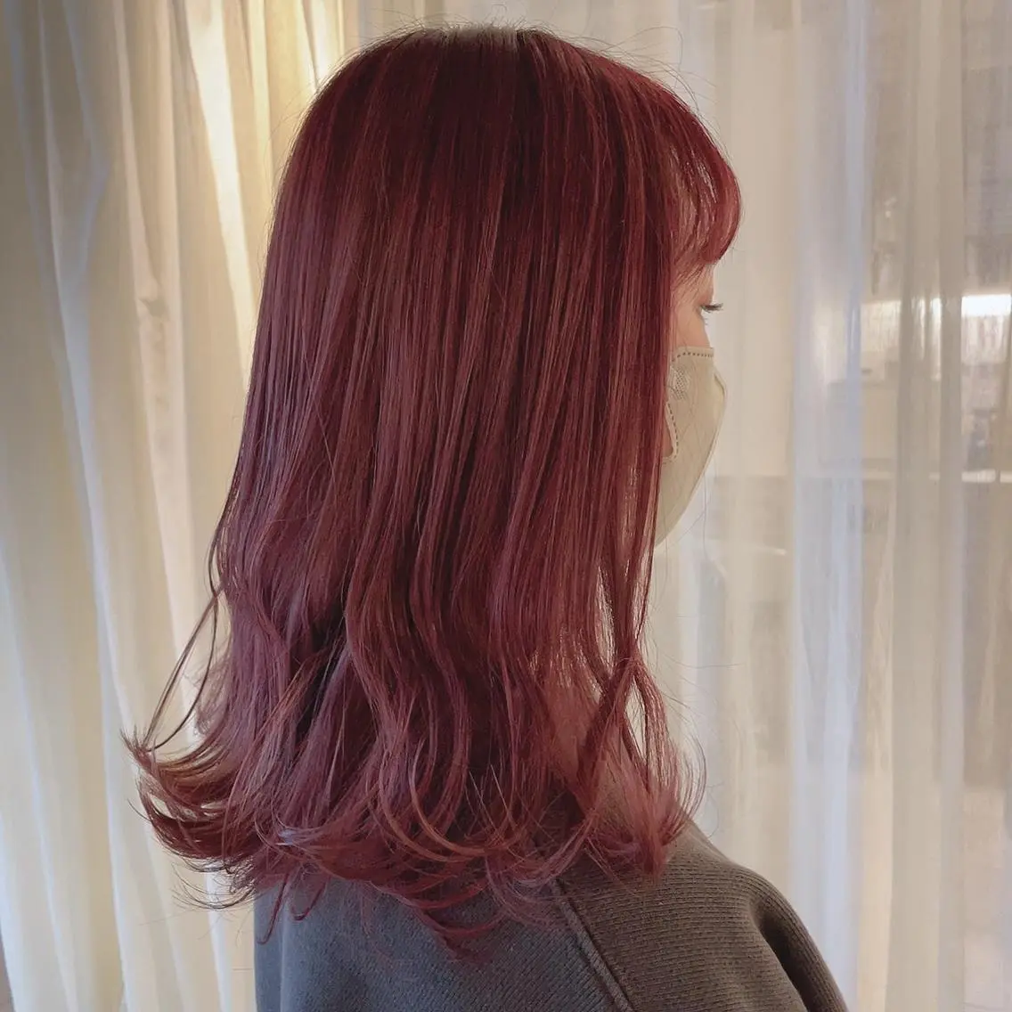 カラー カシス ピンクカラー レッドカラー Sherry/R 三川町　木村祐里奈のヘアスタイル