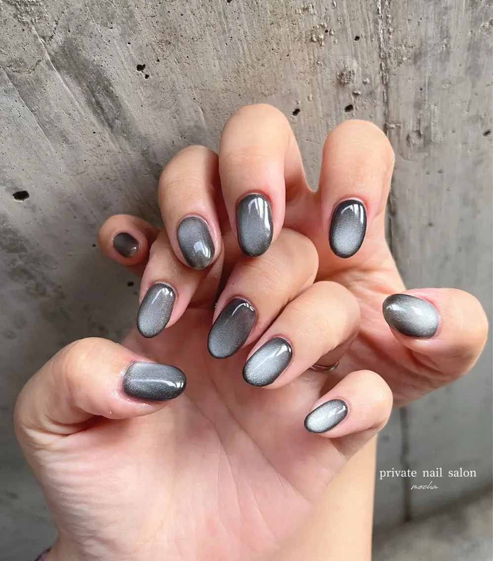 ネイル カジュアル チークネイル フレンチネイル ジェルネイル マグネットネイル ハンドネイル mocha nailのネイルデザイン