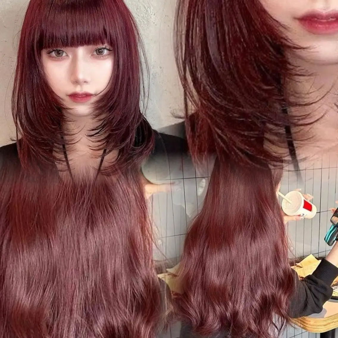 ロング カラー ヘアアレンジ ヘアカラー レイヤー×透明感カラ ー🕊AZUSAのヘアスタイル