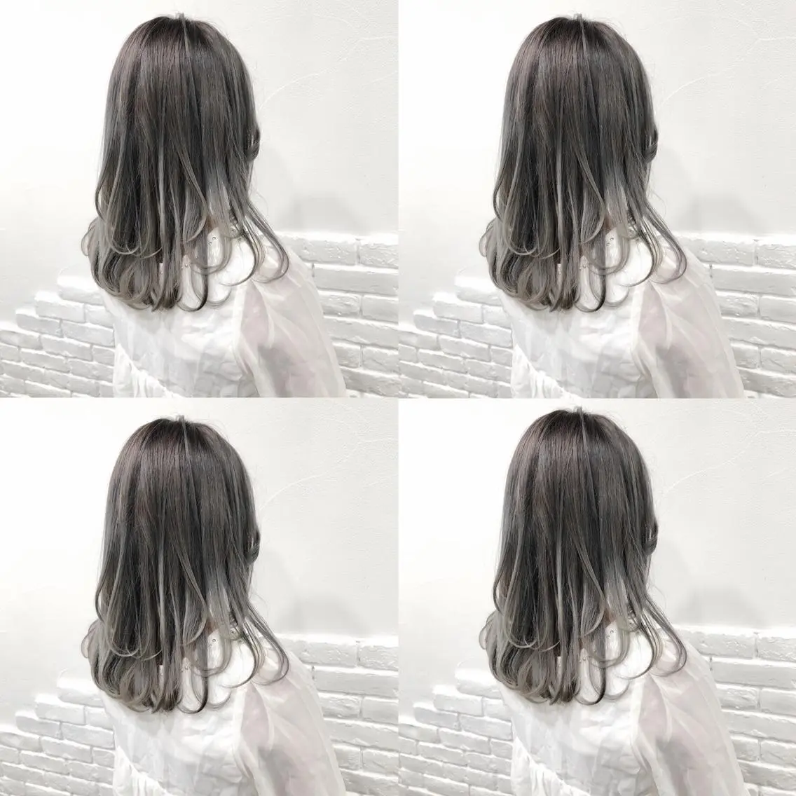 セミロング カラー ヘアアレンジ メンズ キッズ ヘアカラー トリートメント 💟Chloe原宿店 🩶ハイトーンのヘアスタイル
