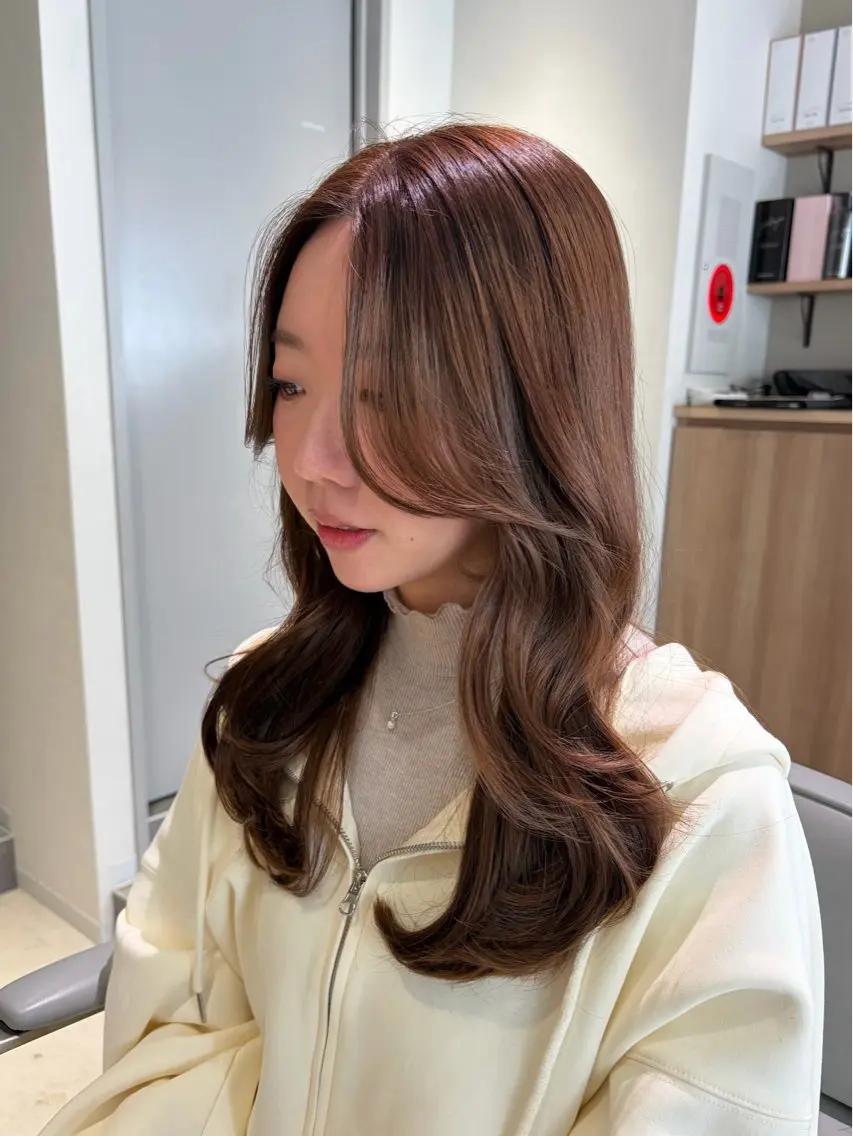ロング カラー カット ヘアカラー トリートメント しげ ゆりか/透明感 カラー/顔周りカットのヘアスタイル