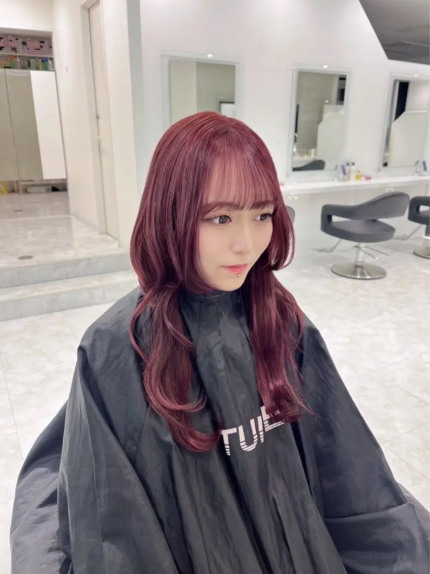 ロング カラー ボルドーカラー ダブルカラー 髪質改善 トリートメント ヘアカラー トリートメント ヘッドスパ ヘアセット ブリーチなし特化 美容師💖SAE💖のヘアスタイル