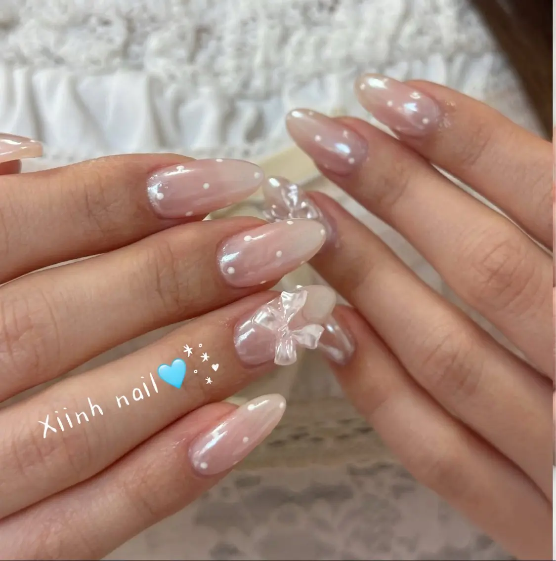 ネイル ブラウン チークネイル 桜ネイル 長さ出し フットネイル ハンドネイル XIINH NAIL SALONのネイルデザイン
