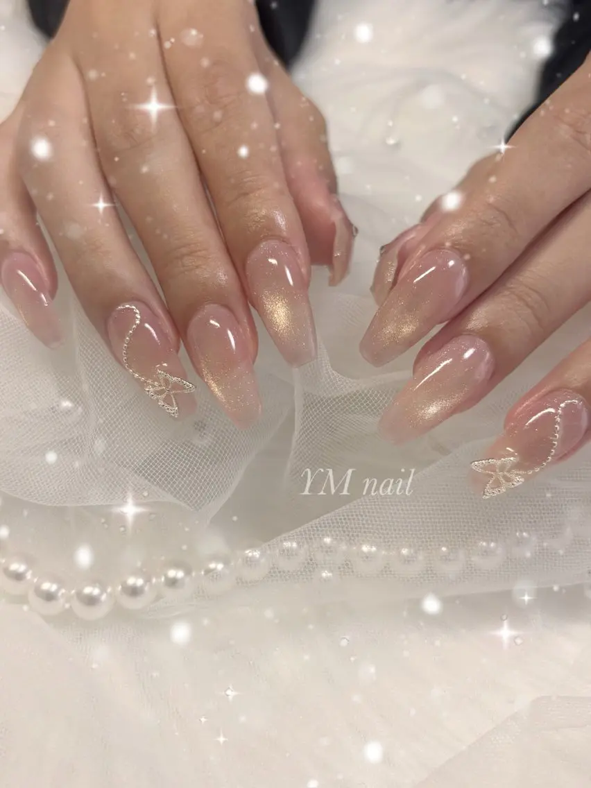 ネイル 韓国ネイル マグネットネイル ピンク スカルプネイル ワンホンネイル ハンドネイル YM nailのネイルデザイン