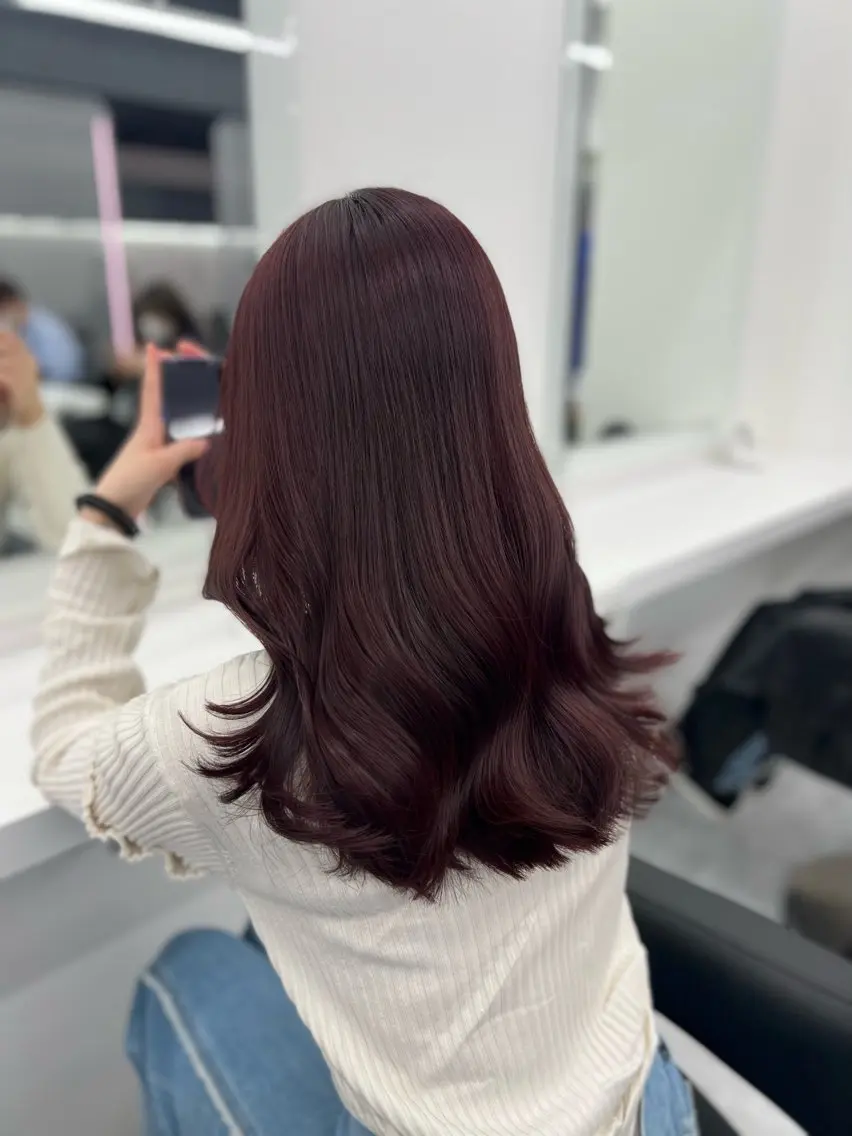 ミディアム カラー 💖似合わせカラー レイヤー💖縮毛矯正のヘアスタイル