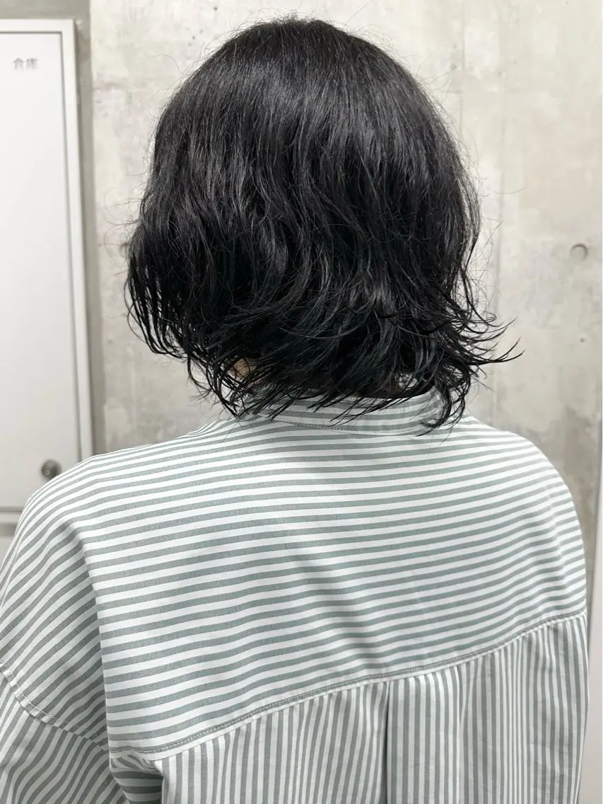 ミディアム パーマ カット ヘッドスパ ボブ/ゆるふわ ボブパーマ/とういのヘアスタイル