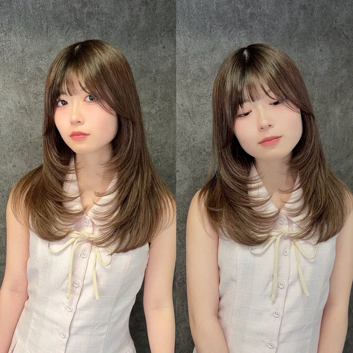 ミディアム レイヤーカット エクステ×ブリーチ× 推しカラー🌟Kのヘアスタイル