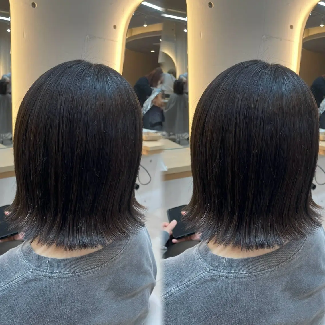 ミディアム 外ハネヘア カット ヘアカラー トリートメント モデル募集 彩里🎀のヘアスタイル