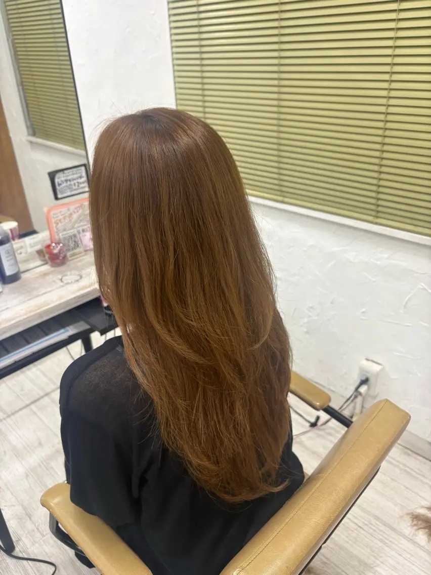 ロング カラー カット ヘアカラー トリートメント 暖色系カラー/ピンク Ririi🎀のヘアスタイル