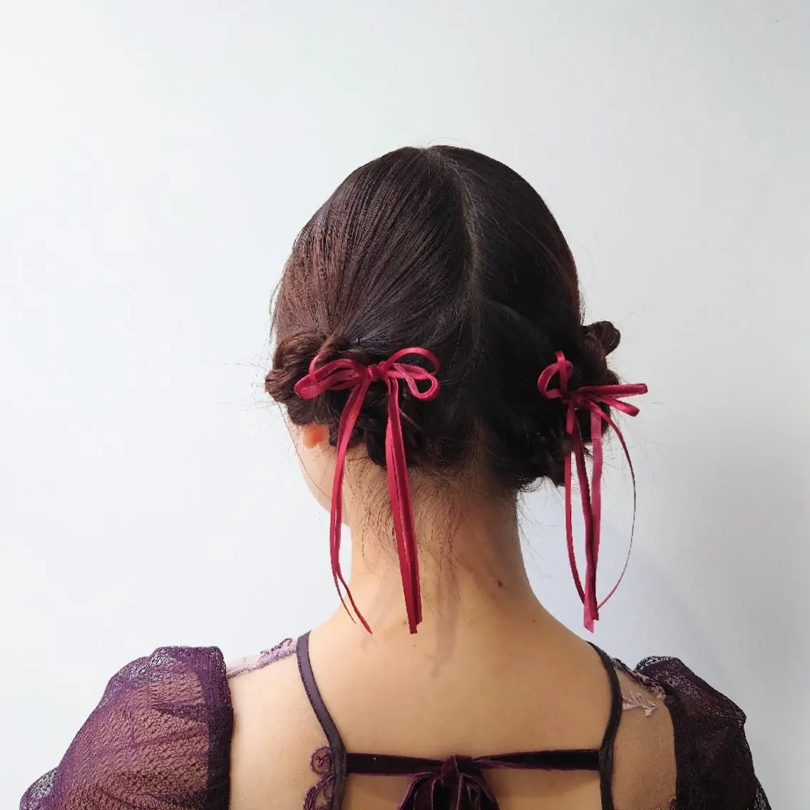 ヘアアレンジ ミディアム カラー お団子ヘア ボブ ヘアセット かわい ゆうな 髪質改善/縮毛矯正のヘアスタイル