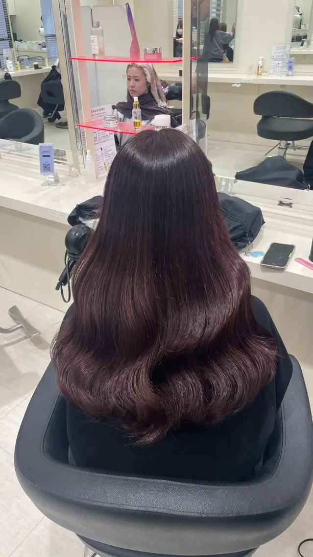 ロング ヘアカラー トリートメント ヘアセット 💗暖色カラー💗 ツヤ髪💗Mayaのヘアスタイル