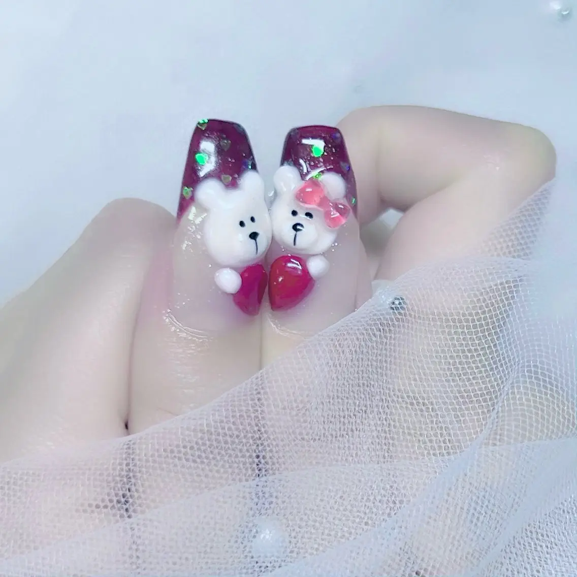 ネイル ジェルネイル ハート ホログラムネイル 韓国ネイル ニュアンスネイル 🩵池袋heart nail🩵のネイルデザイン