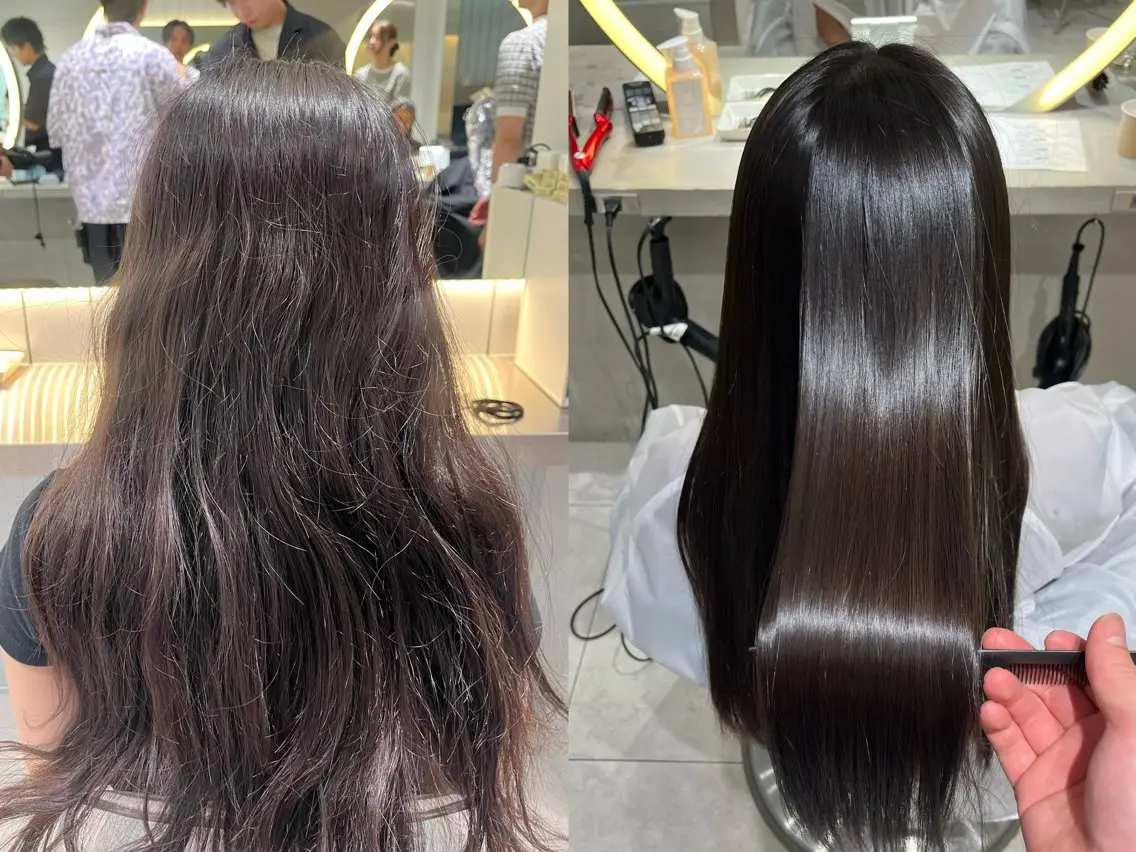 ロング パーマ カット 縮毛矯正 美髪矯正 レイヤーカット/加納のヘアスタイル