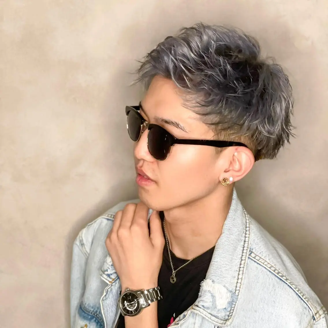 ショート カラー パーマ メンズ カット ヘアカラー トリートメント 🔥メンズ極🔥韓国 シャドウ/波巻き柿崎のヘアスタイル