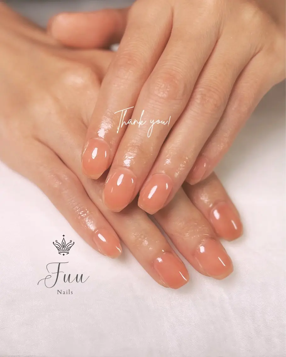 ネイル オフィスネイル ワンカラーネイル ピンク シンプルネイル 犬のいるネイルサロン Fuu nailsのネイルデザイン