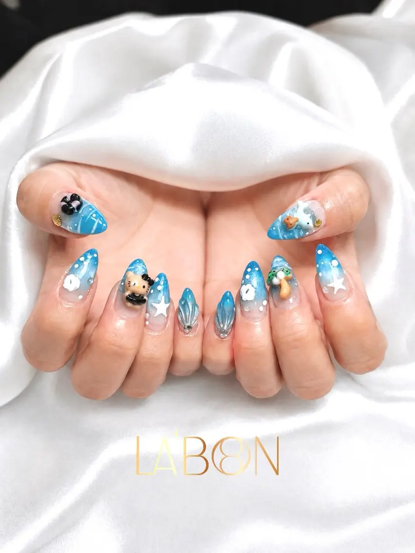 ネイル アートネイル ジェルネイル キラキラネイル 韓国ネイル ロングネイル ハンドネイル Labon Nails Artのネイルデザイン