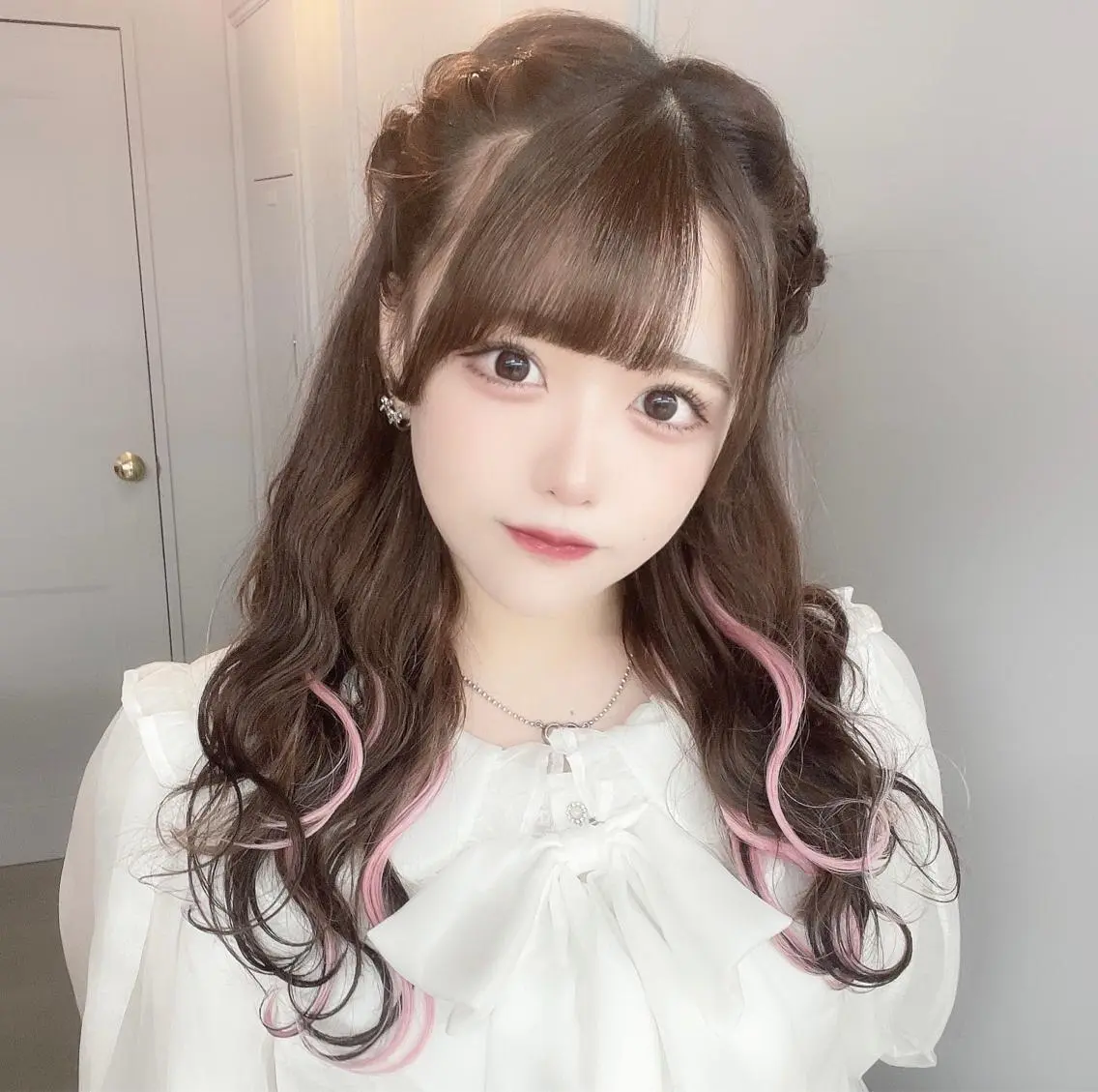 ロング ヘアアレンジ ハーフアップ ヘアセット 💖透明感カラー💖 mayukoのヘアスタイル