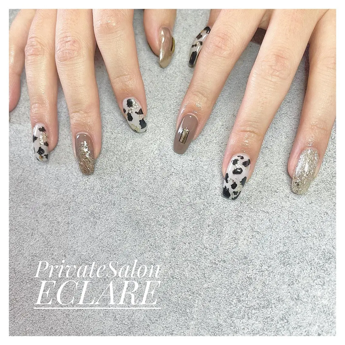 ネイル アートネイル ブラウン フットネイル フレンチネイル ジェルネイル Nail Salon ECLAREのネイルデザイン