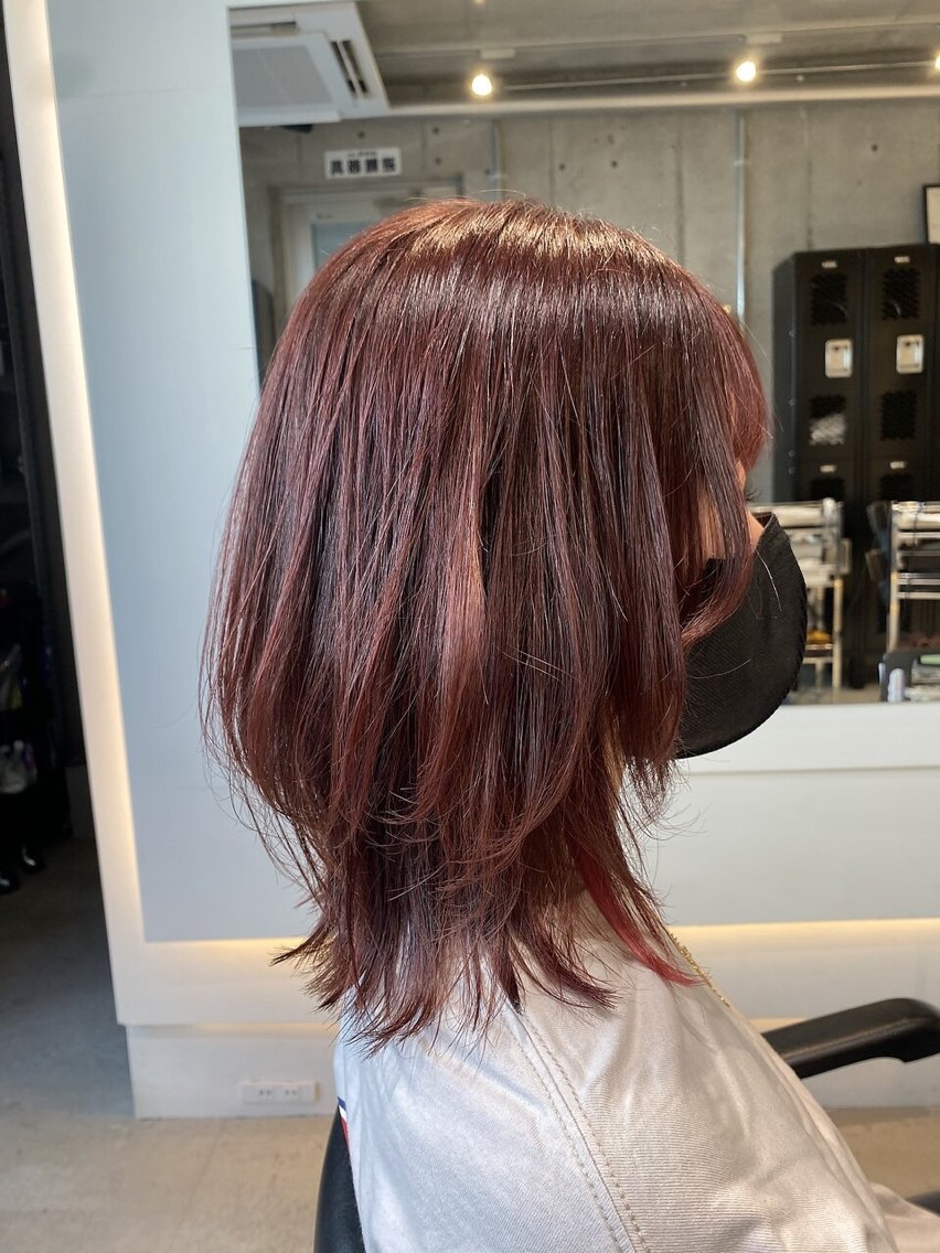 ミディアム カラー 透明感カラー ピンクカラー ヘアカラー 岡本 和未のヘアスタイル