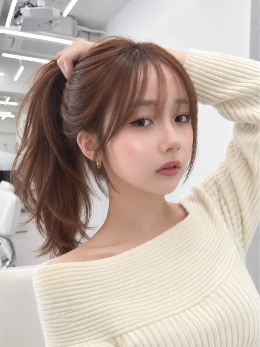 ミディアム カラー ベージュカラー ヘーゼル 顔周りカット ハッシュカット 韓国風ヘア カット ヘアカラー トリートメント ヘッドスパ 盛れる顔周り✨韓国 レイヤーkanatoのヘアスタイル