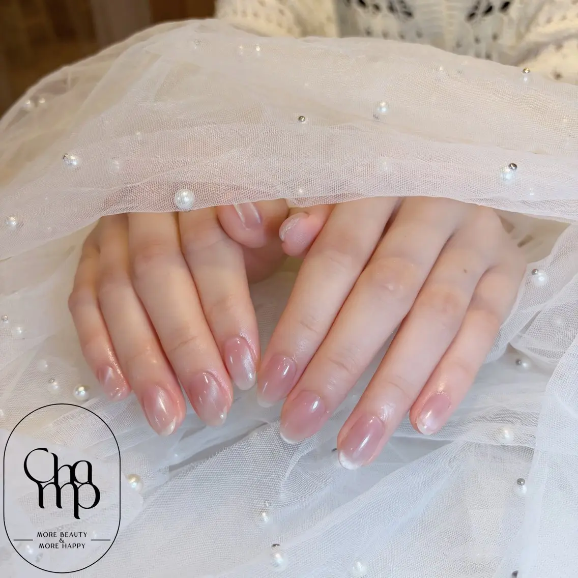 ネイル フレンチネイル マグネットネイル ピンク ピンクベージュ シンプルネイル ハンドネイル Champ瓢箪山店 つかもとのネイルデザイン