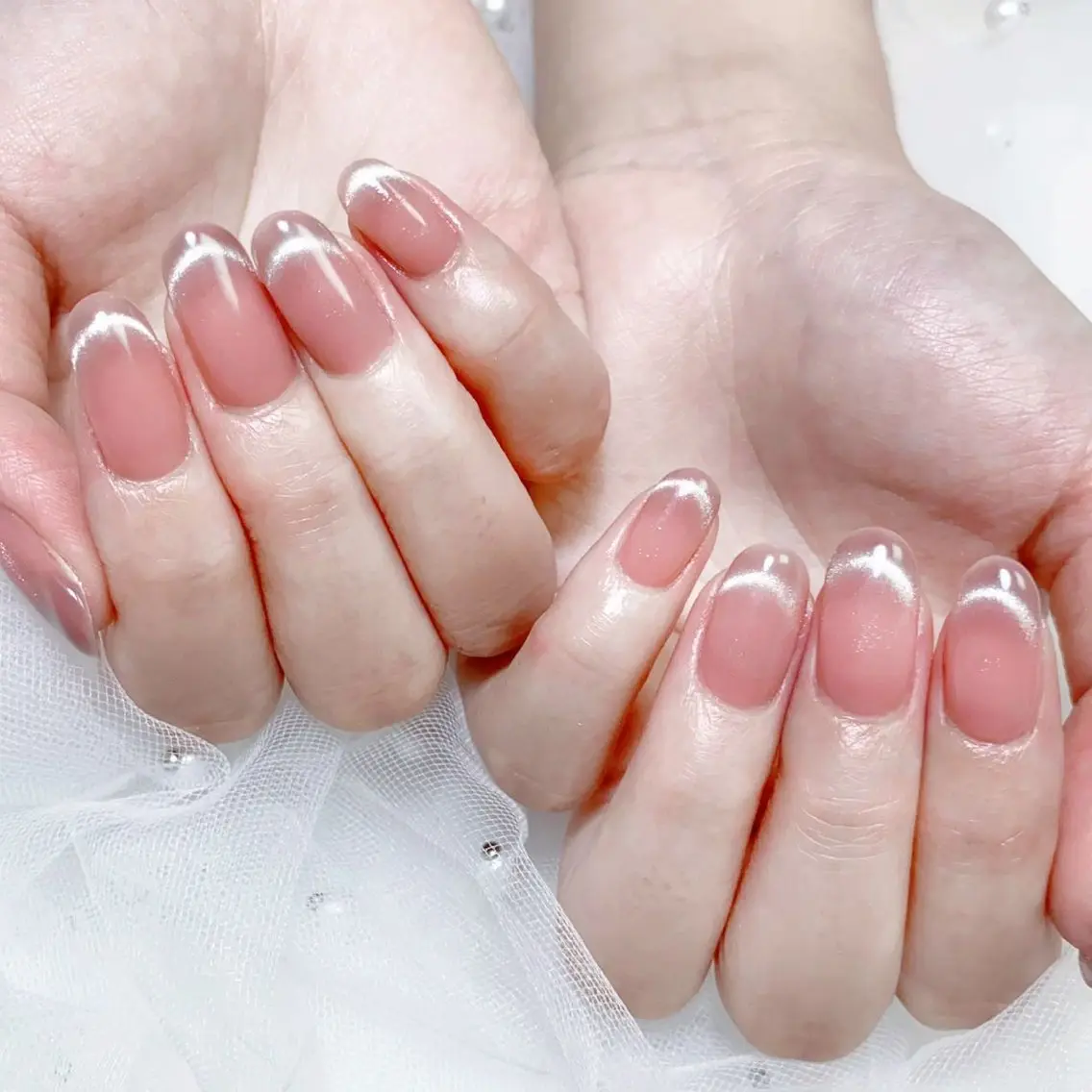 ネイル フレンチネイル マグネットネイル マグネットフレンチ ハンドネイル Nail salon 木にいるのネイルデザイン