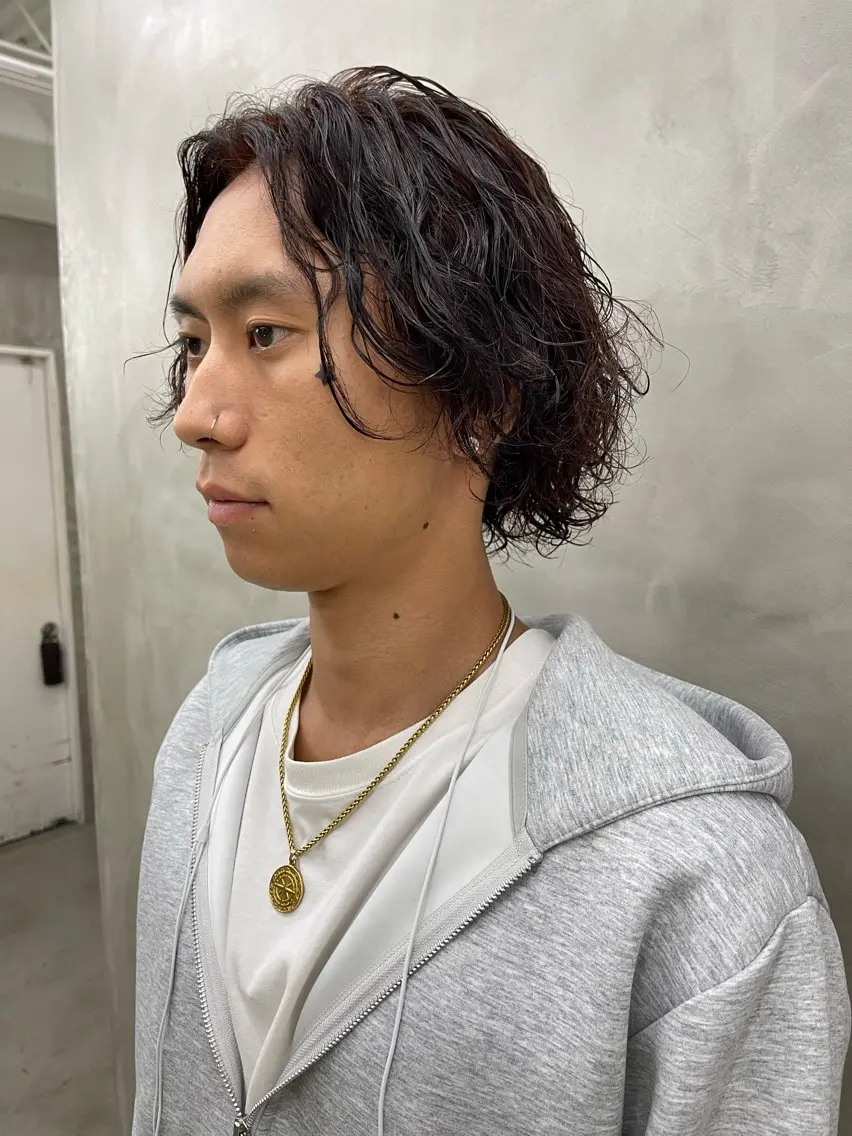 パーマ メンズ カット パーマ メンズカット ブリーチ[佐橋]のヘアスタイル