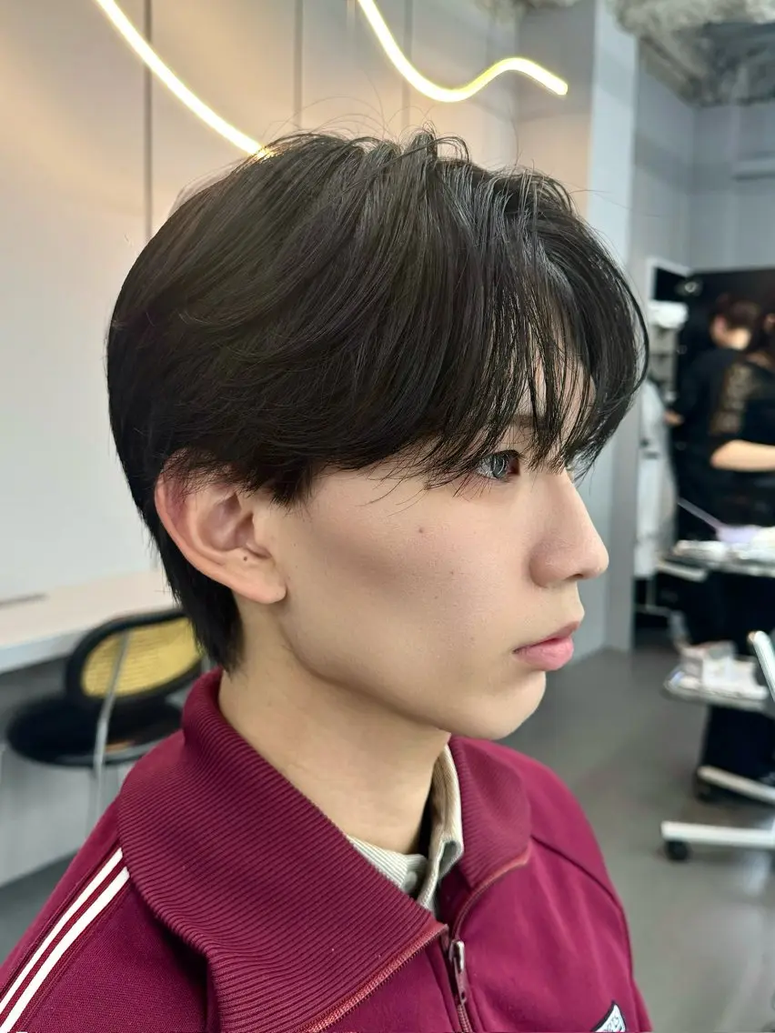 パーマ メンズ センターパート ダウンパーマ カルマパーマ メンズ韓国風 マッシュ カット パーマ Ayuki /福岡/メンズカットのヘアスタイル