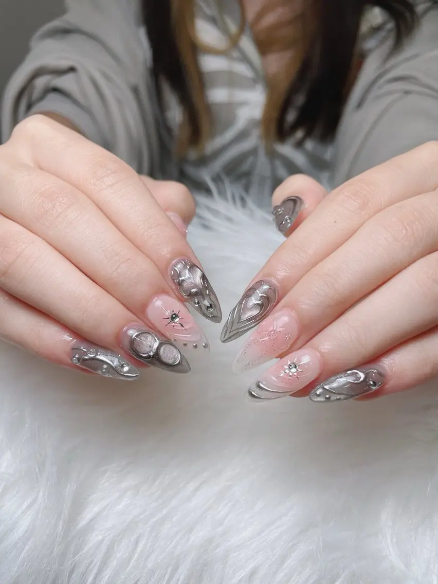 ネイル アートネイル オーロラネイル フラッシュネイル フレンチネイル ジェルネイル Sora nail 長さ出し専門店のネイルデザイン