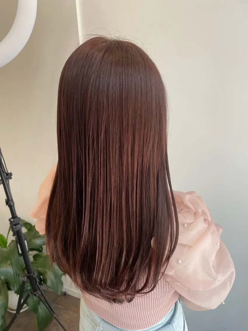 ロング ピンクブラウン ヘアカラー ナチュラルカラー 児玉優香のヘアスタイル