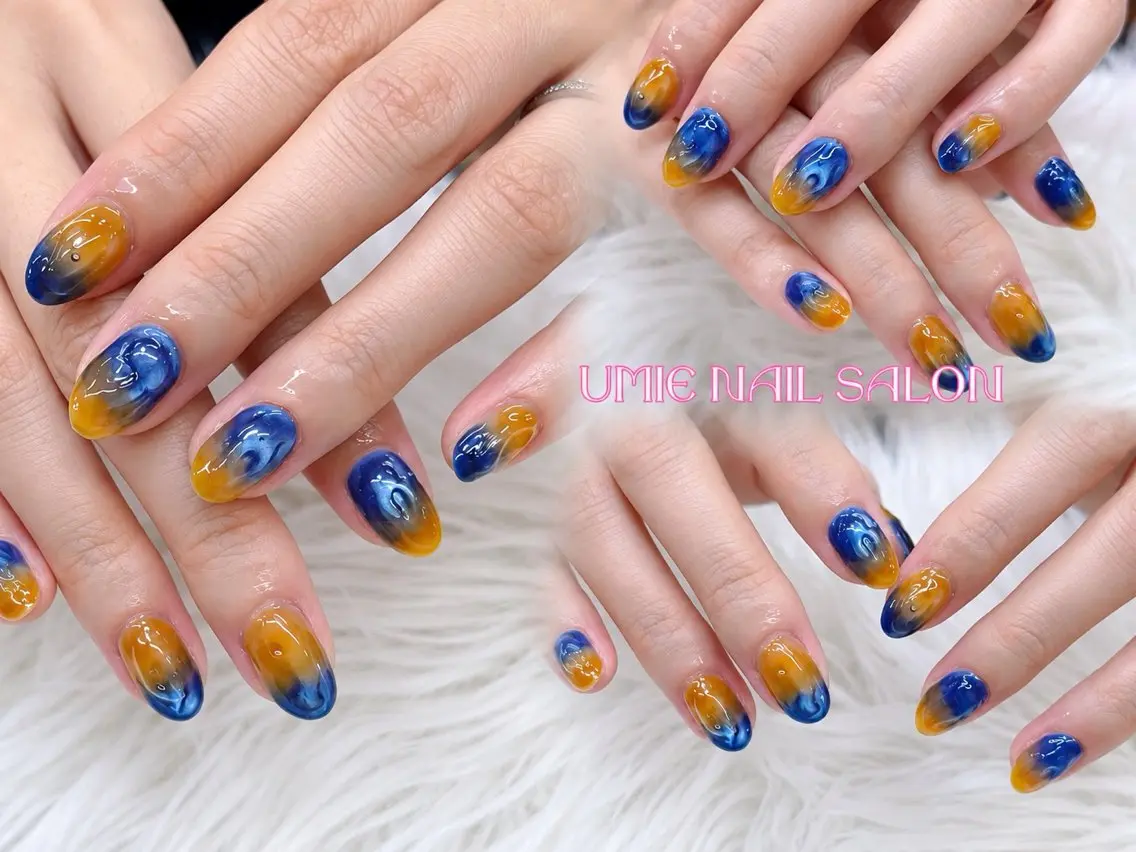 ネイル フットネイル フレンチネイル ジェルネイル ガラスフレンチ マグネットネイル ハンドネイル UMIE NAIL SALONのネイルデザイン