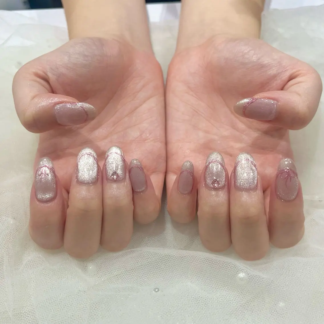 ネイル リボン ハンドネイル Nail salon Cielel⟡Ayaのネイルデザイン