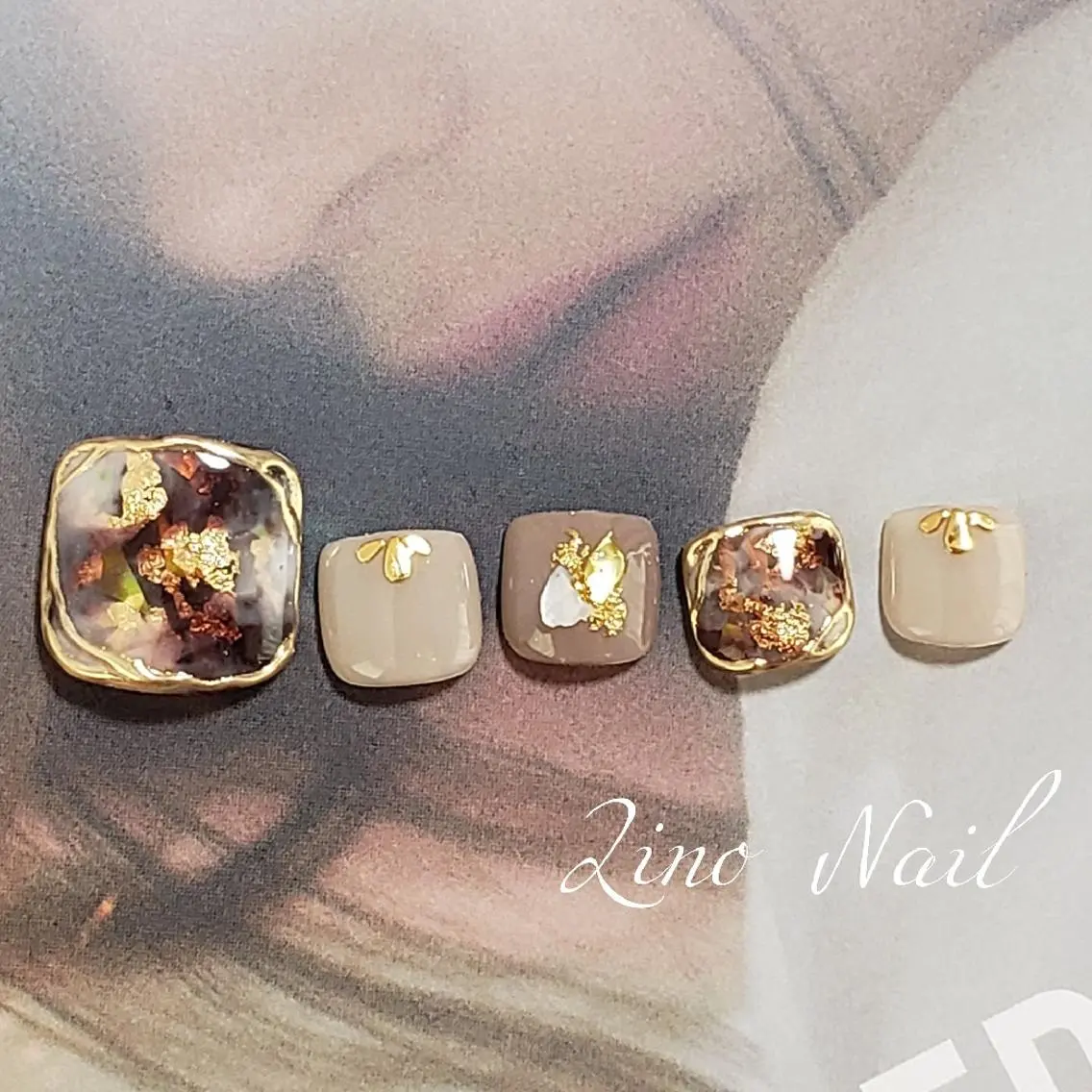 ネイル フットネイル ジェルネイル ミラーネイル ニュアンスネイル パラジェル Lino Nailのネイルデザイン