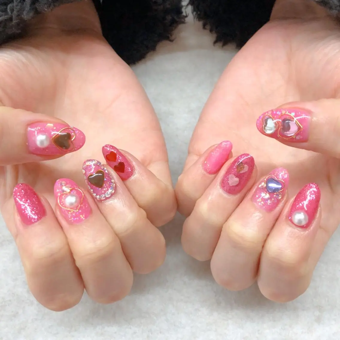 ネイル ハート ピンク ハンドネイル MAYME TAMAKIのネイルデザイン