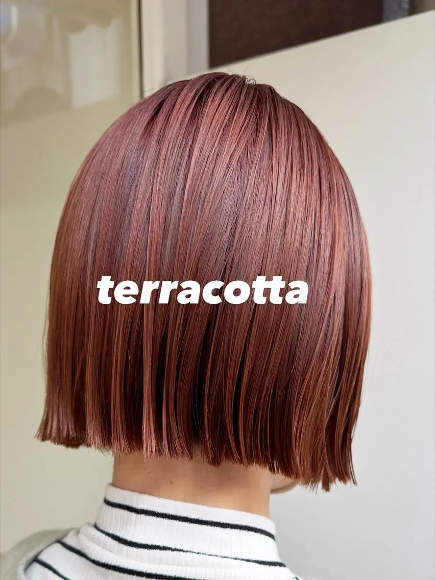 ショート カラー ブラウンカラー オレンジ テラコッタ ボブ 銀座/レイヤー ハイライト/MAMIのヘアスタイル