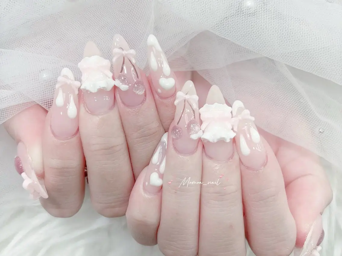 ネイル 成人式 大理石ネイル(マーブル) 持ち込み ネイルチップ 冬ネイル ハンドネイル MoMoA Nail ネイル長さ出し専門店のネイルデザイン
