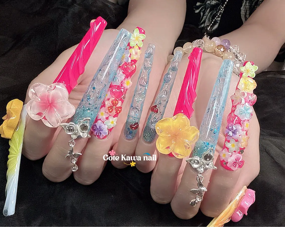 ネイル ロングネイル 持ち込み 夏ネイル スーパーロングネイル ハンドネイル ハンドケア Gote Kawa nail salonのネイルデザイン