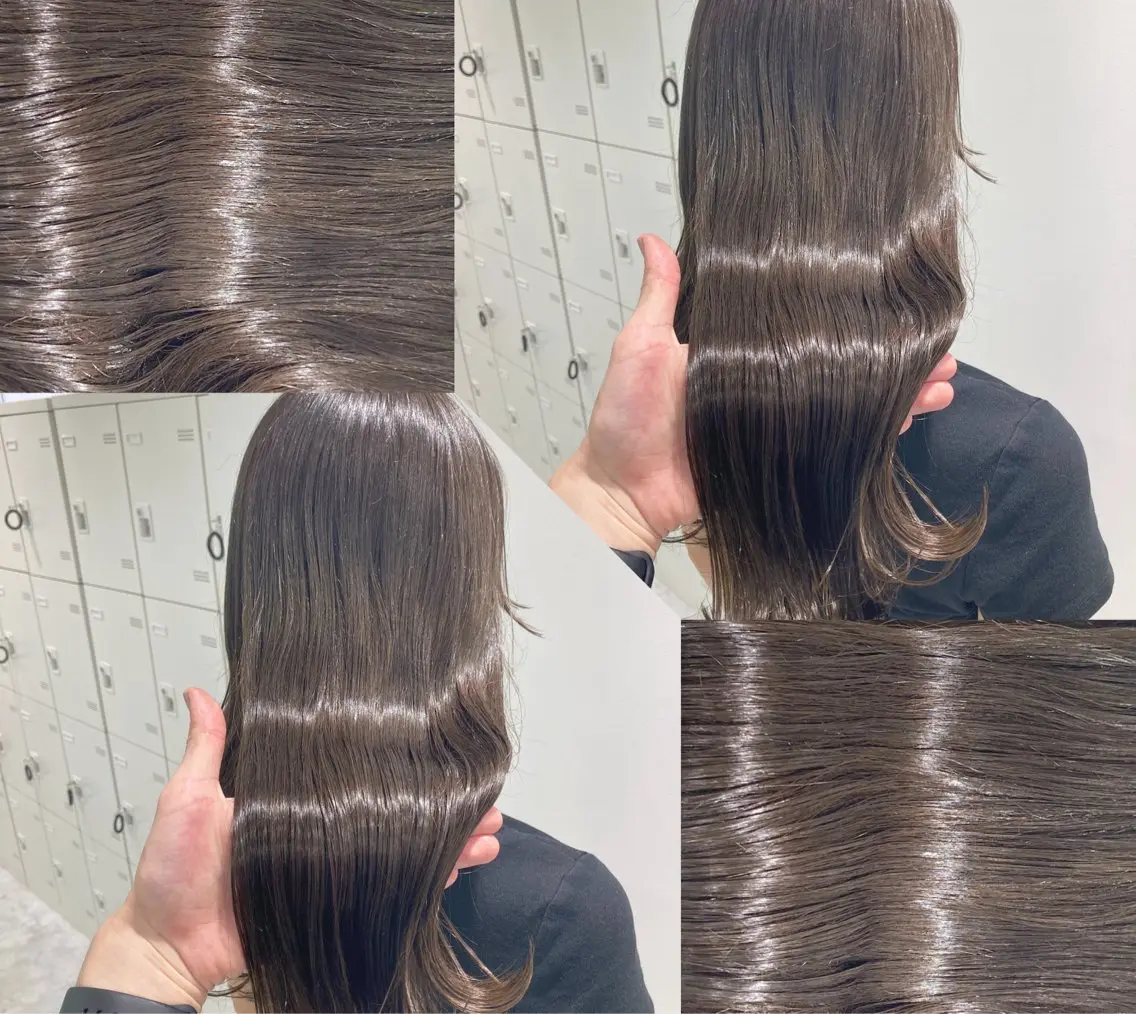 ミディアム カラー ヘアアレンジ カット ヘアカラー トリートメント ヘッドスパ ヘアセット 韓国風ベージュ🤎 赤みなし🌿横浜🤎のヘアスタイル