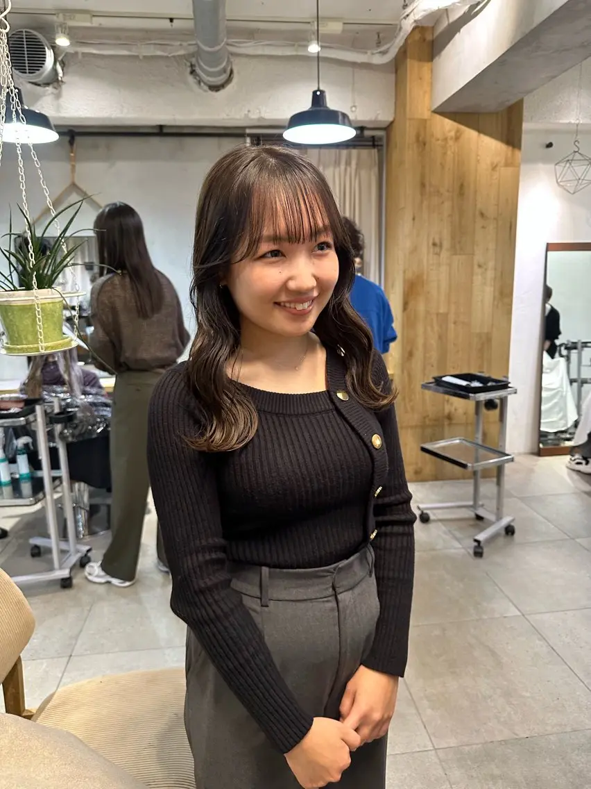 ミディアム カラー カット ヘアカラー トリートメント ヘッドスパ REINA☁️透明感 カラー/ぷつっと♡のヘアスタイル