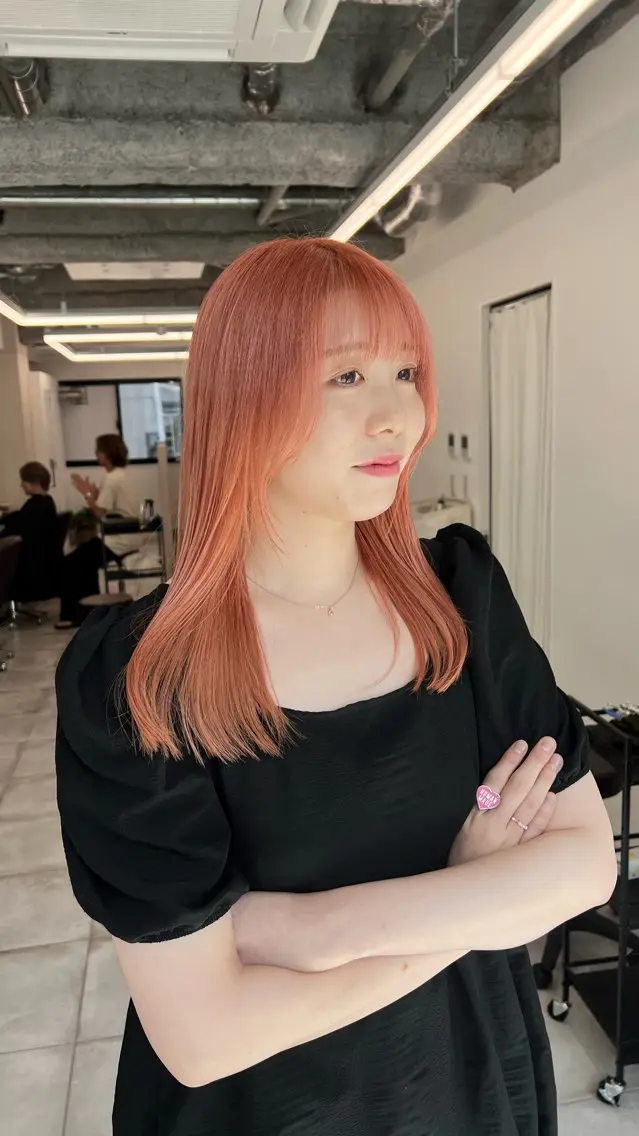 セミロング カラー ベージュカラー ピンクカラー ピンクベージュ カット ヘアカラー トリートメント 赤みゼロ/透明感 カラー🌿KANTAのヘアスタイル