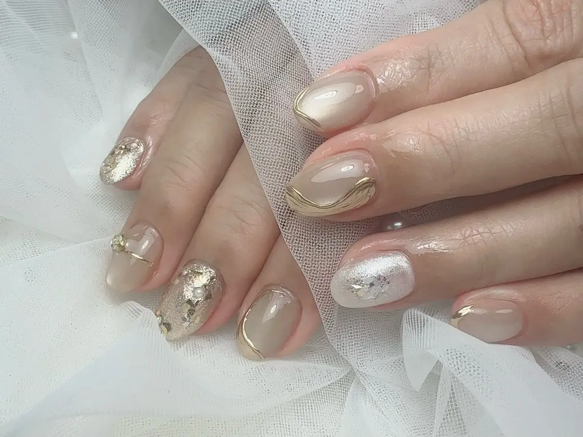 ネイル 成人式 長さ出し フットネイル フレンチネイル ジェルネイル ハンドネイル ハンドケア nail salon Feerieのネイルデザイン