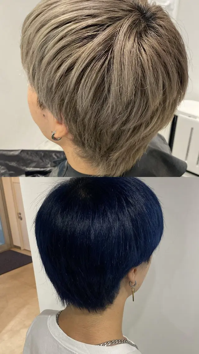ショート カラー メンズ メンズブリーチ ブリーチ ブルーカラー ヘアカラー 原宿/ハイトーン/ ブリーチカラー/哉多のヘアスタイル