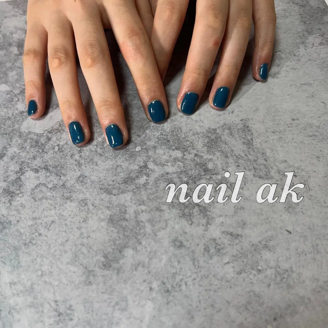 ネイル ブルー ネイビー ハンドネイル ak nail .のネイルデザイン